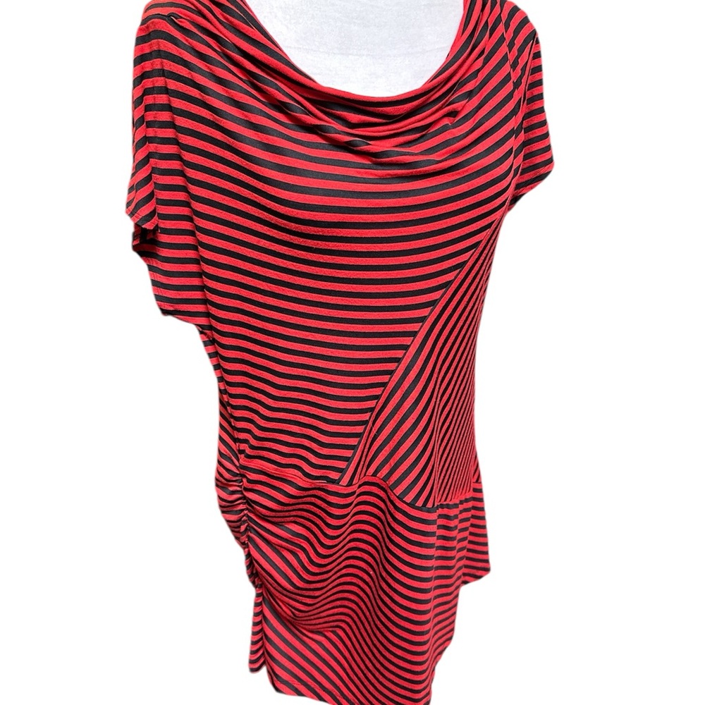 Striped Red and Black Women's Tunic Top